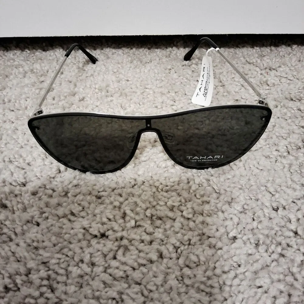 Tahari Women's Rimless Shield 100% UV Protection Sunglasses Dark Lenses NWT